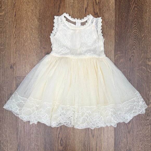 Girls' BOW‎ DREAM Blush Lace Princess Dress- Size 2 - Picture 3 of 13